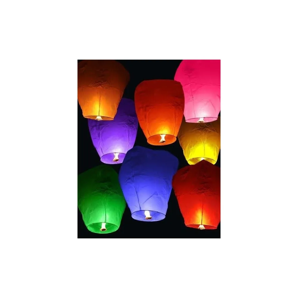 10 Lanterne Cinesi Volanti Colorate e Biodegradabili