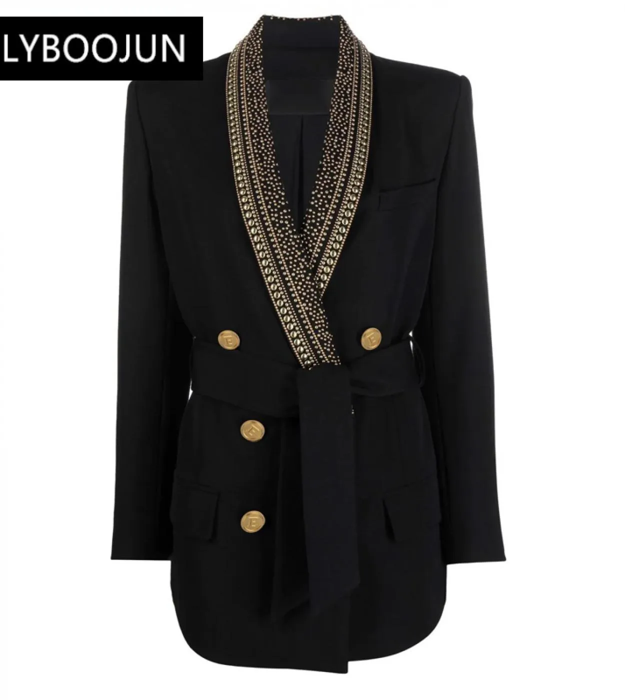 2022 Luxury Designer Runway Elegante Autunno Donna Giacca Vintage Perline Di Lusso Leone Bottoni Oro Giacca Da Donna Retrò Con