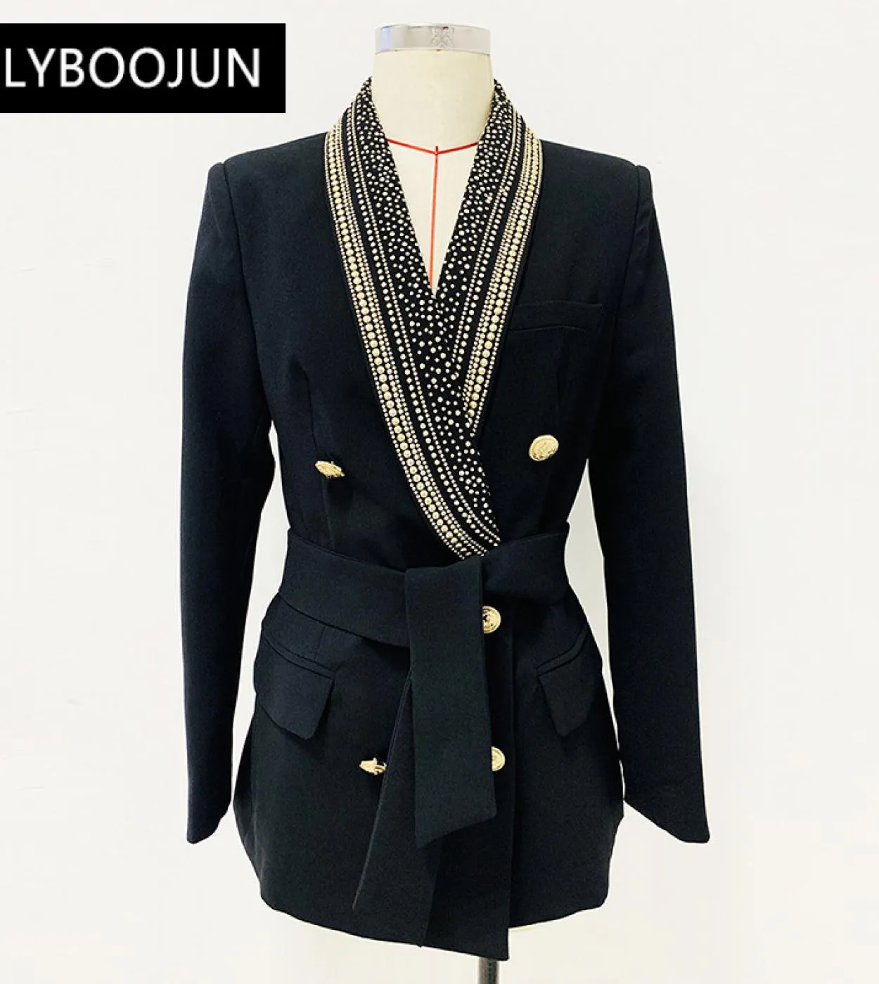2022 Luxury Designer Runway Elegante Autunno Donna Giacca Vintage Perline Di Lusso Leone Bottoni Oro Giacca Da Donna Retrò Con