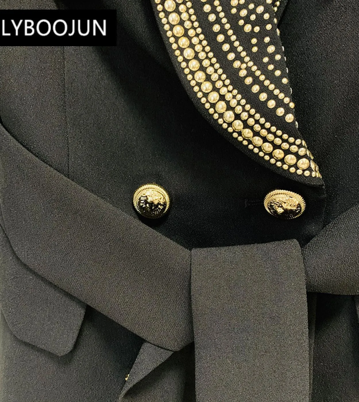 2022 Luxury Designer Runway Elegante Autunno Donna Giacca Vintage Perline Di Lusso Leone Bottoni Oro Giacca Da Donna Retrò Con