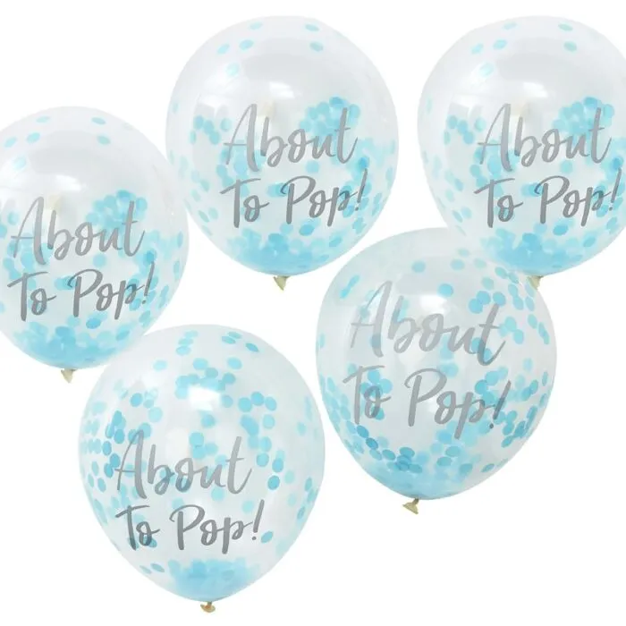 5 Palloncini coriandoli Oh Baby blu 30cm