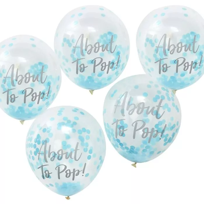 5 Palloncini coriandoli Oh Baby blu 30cm
