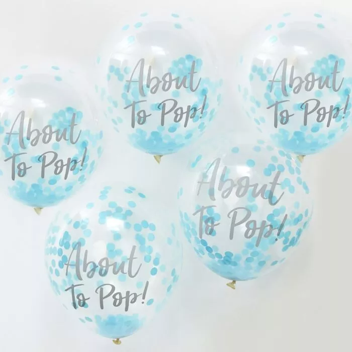 5 Palloncini coriandoli Oh Baby blu 30cm