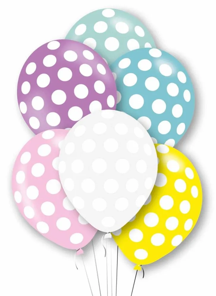 6 palloncini in lattice colorati a pois 27,5 cm