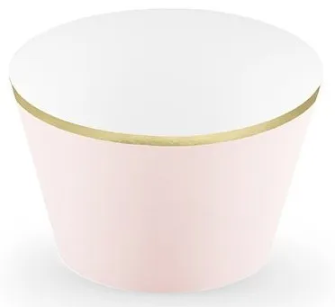 6 stampi muffin rosa con bordo dorato