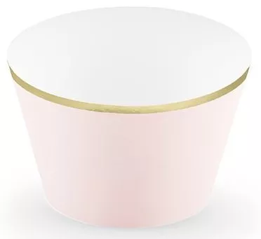 6 stampi muffin rosa con bordo dorato