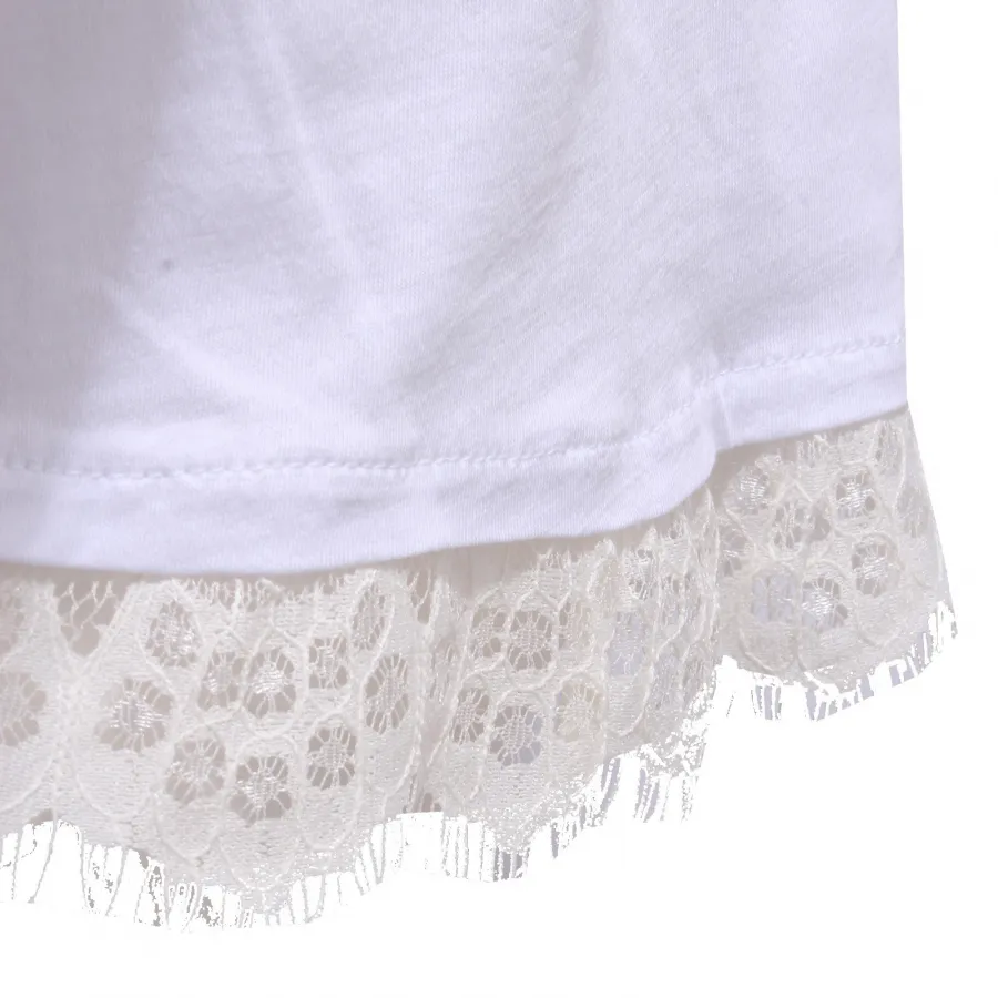 6800Y maglia donna SUN 68 pizzo white cotton lace t-shirt woman