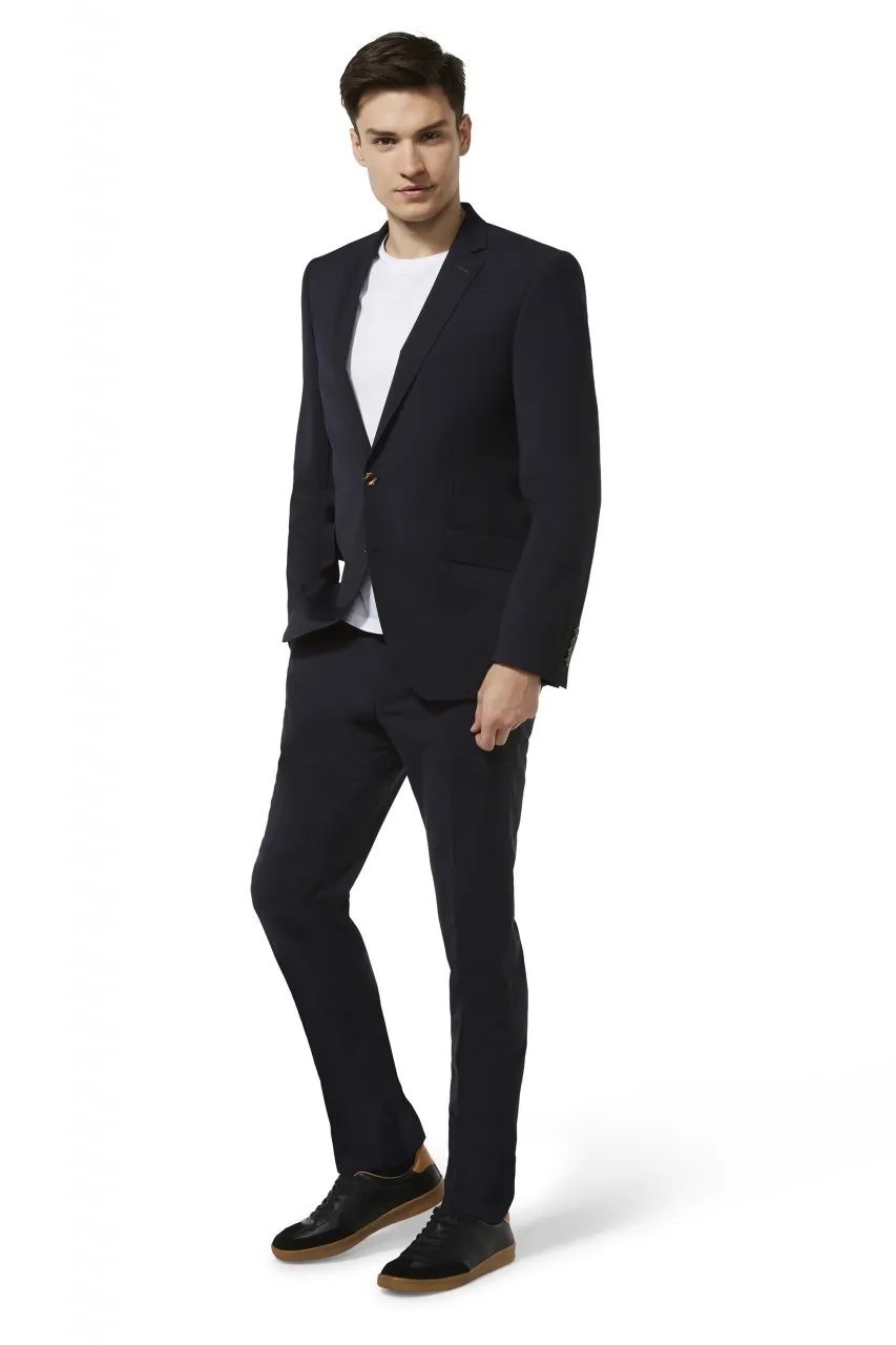 Abito digel blu scuro vestibilità slim fit lana elasticizzata