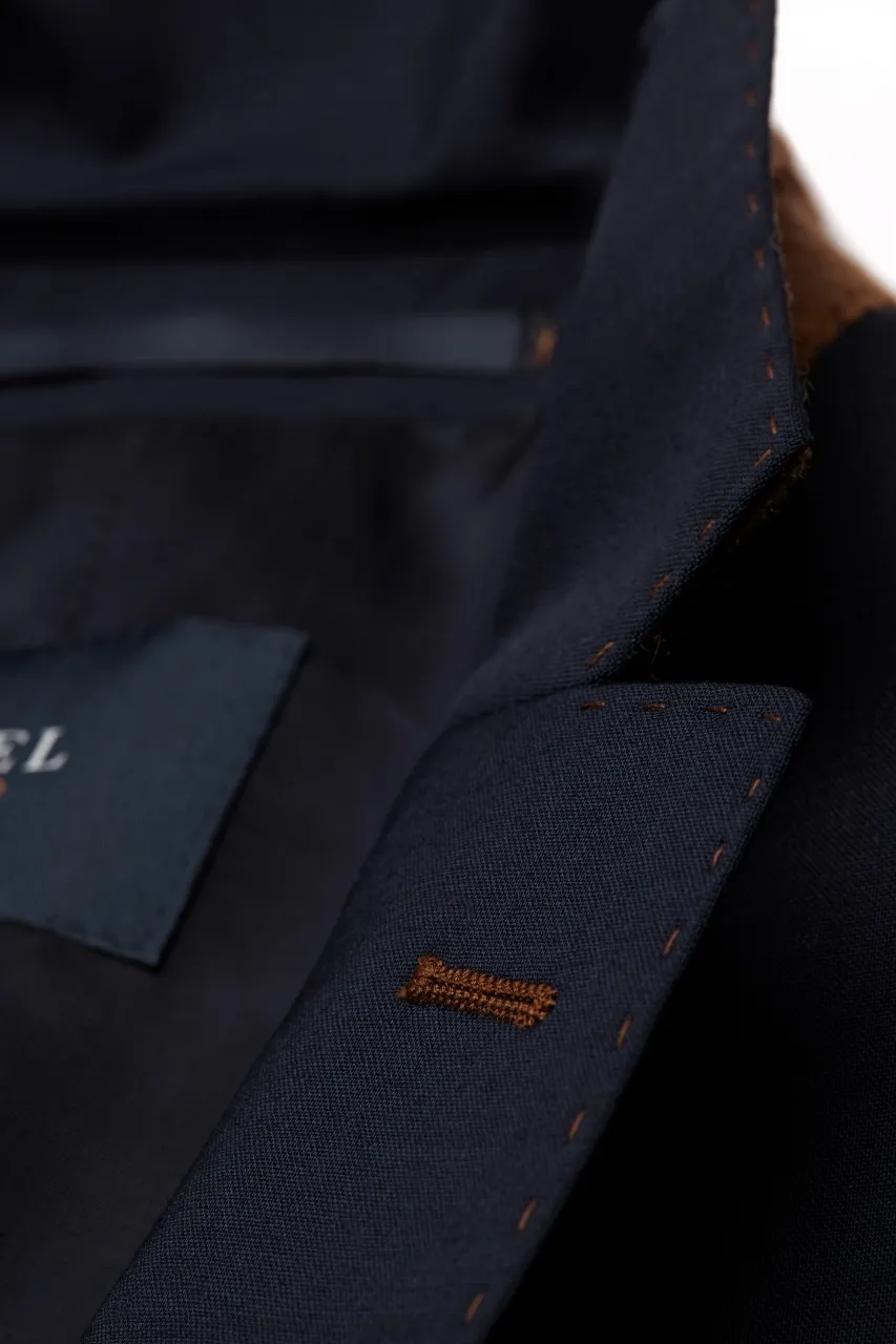 Abito digel blu scuro vestibilità slim fit lana elasticizzata