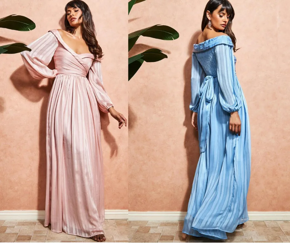 Abito Maxi Avvolgente Blu da Cerimonia – Elegante e Leggero per l’Estate