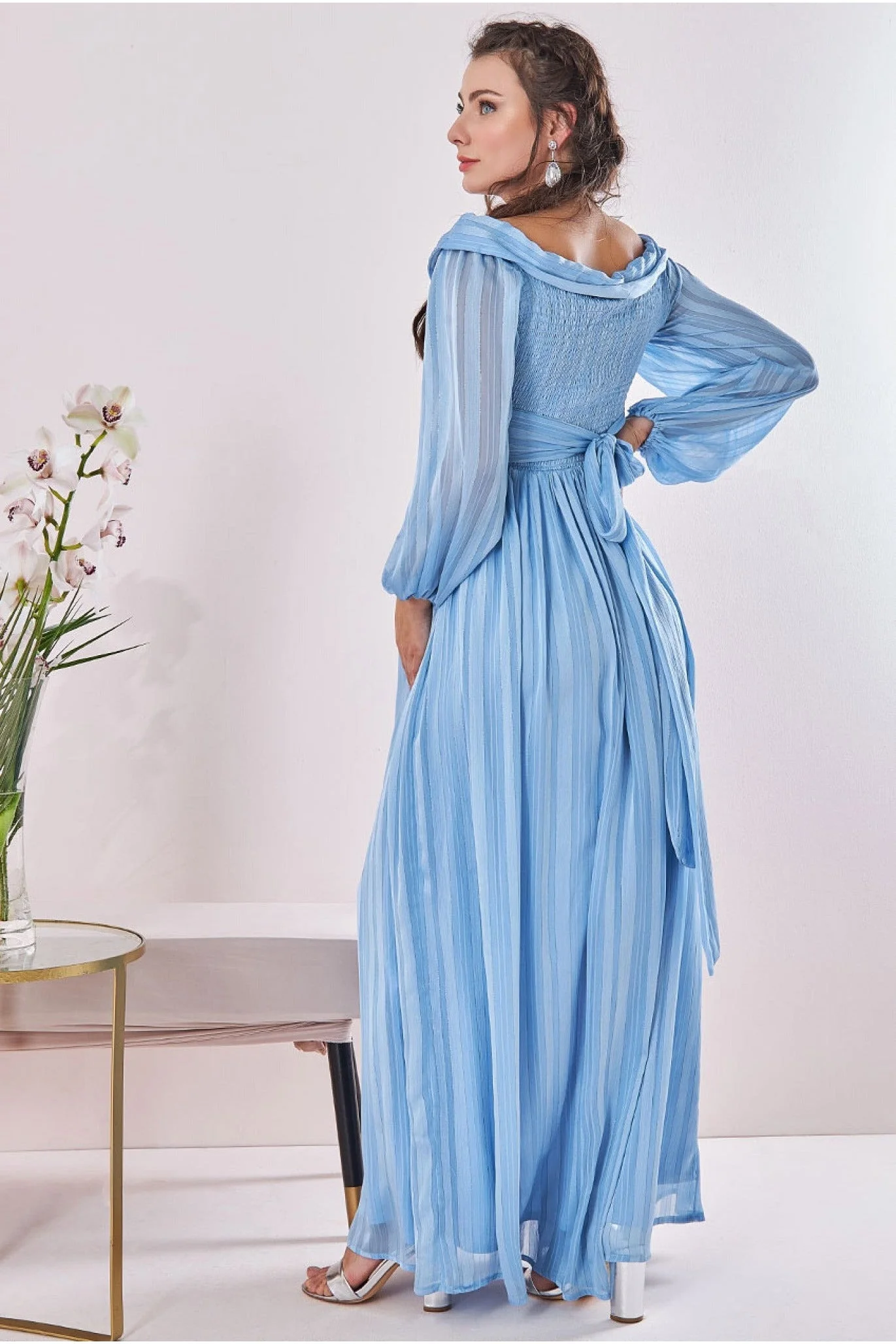 Abito Maxi Avvolgente Blu da Cerimonia – Elegante e Leggero per l’Estate