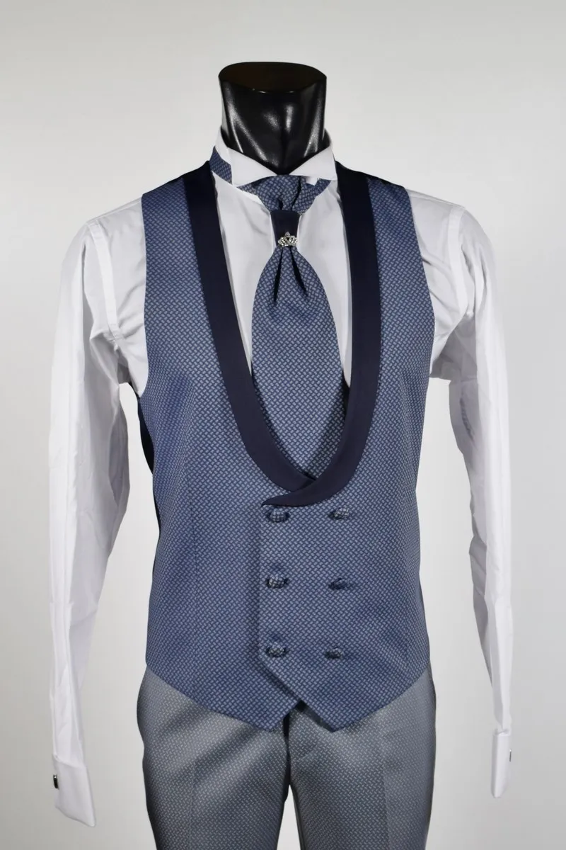 Abito musani cerimonia grigio chiaro slim fit con petto a lancia
