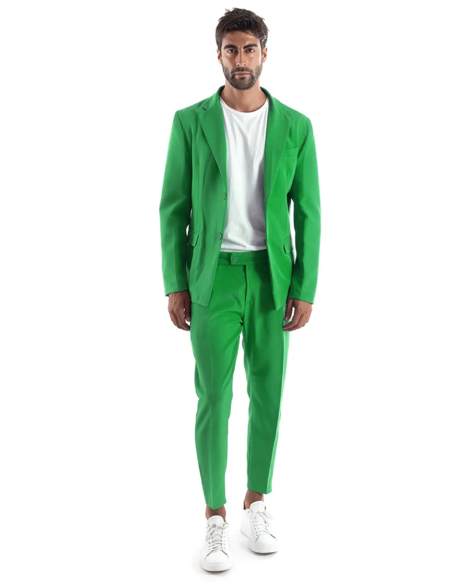 Abito Uomo Monopetto Vestito Viscosa Completo Giacca Pantaloni Verde Menta Elegante Cerimonia GIOSAL-OU2172A