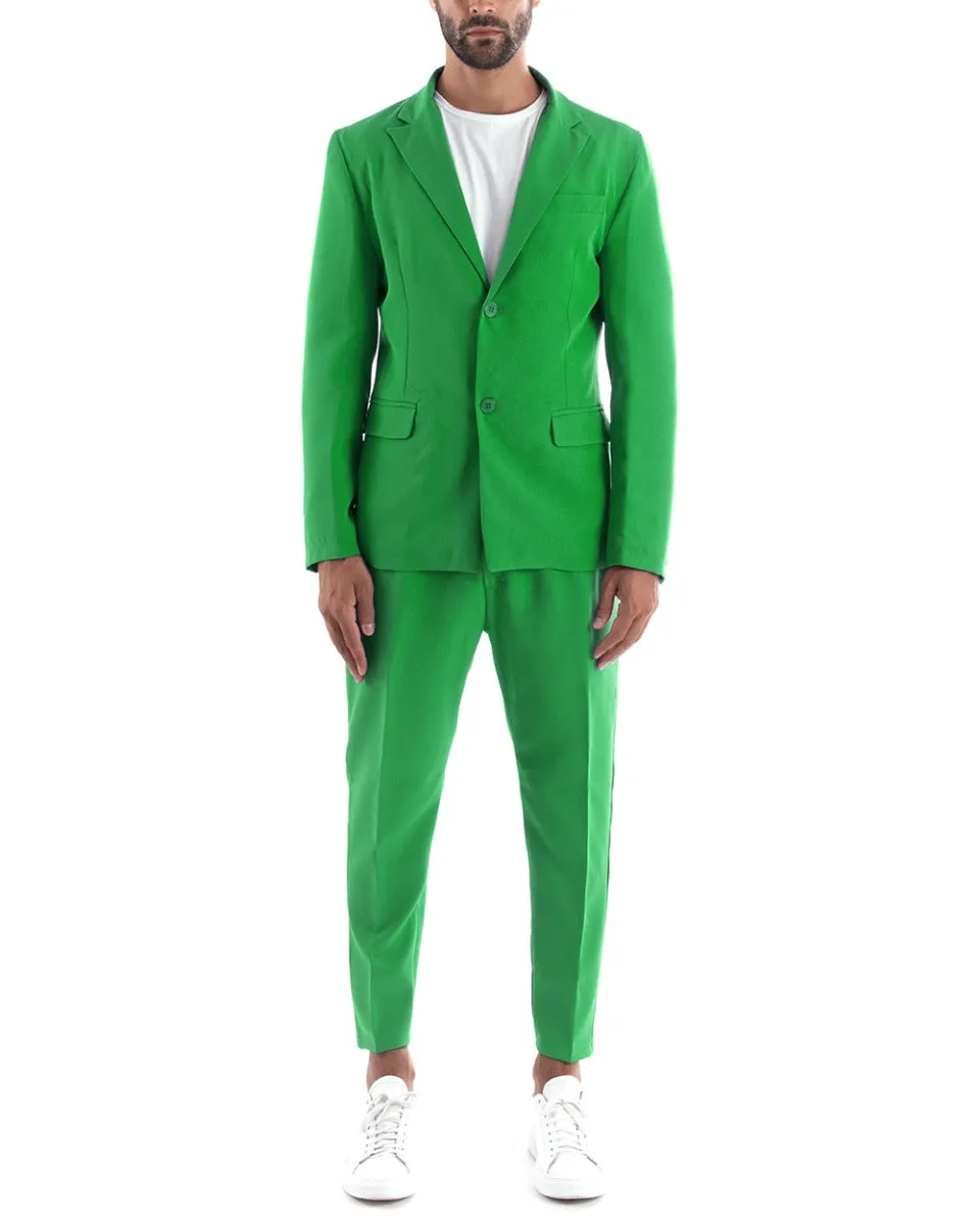 Abito Uomo Monopetto Vestito Viscosa Completo Giacca Pantaloni Verde Menta Elegante Cerimonia GIOSAL-OU2172A