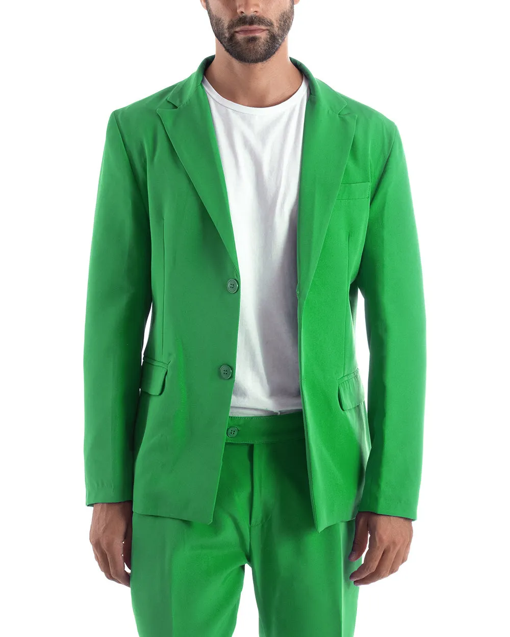 Abito Uomo Monopetto Vestito Viscosa Completo Giacca Pantaloni Verde Menta Elegante Cerimonia GIOSAL-OU2172A