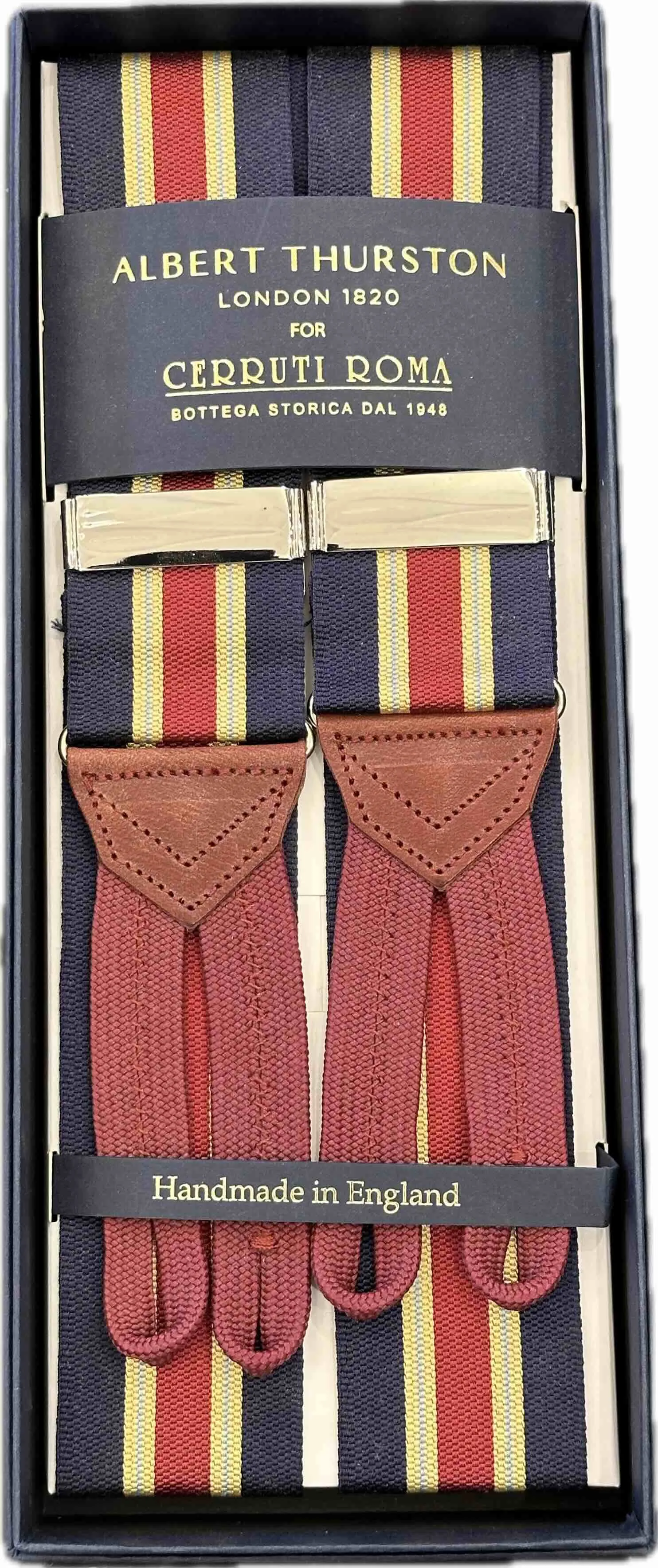 Albert Thurston Bretella Blu Riga Rossa e Gialla