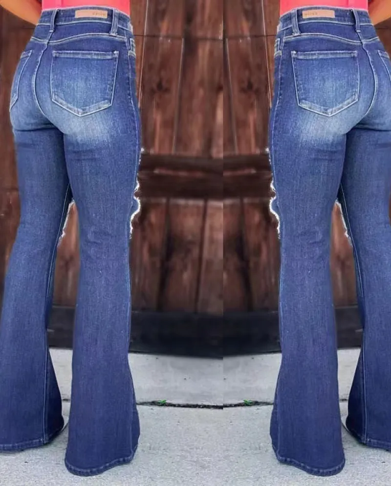 And  Independent Station New Casual Jeans For Women, Slimming And Temperament, Ripped Wide-leg Pants, Trendy Pants