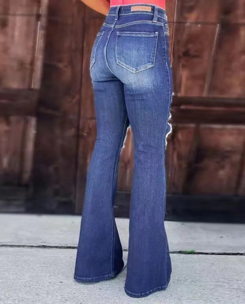 And  Independent Station New Casual Jeans For Women, Slimming And Temperament, Ripped Wide-leg Pants, Trendy Pants
