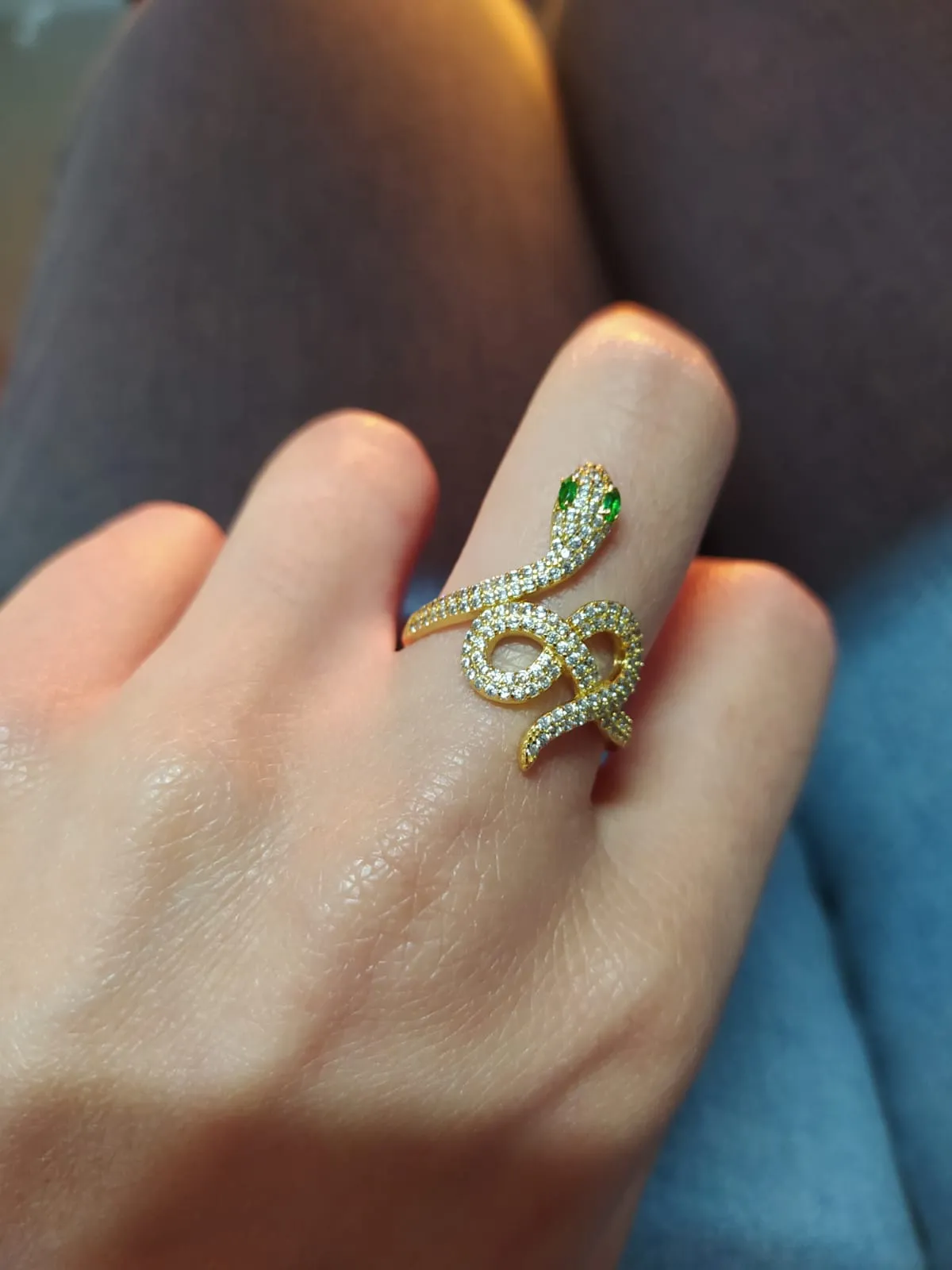 Anello Serpente Argento placcato oro Z45BL