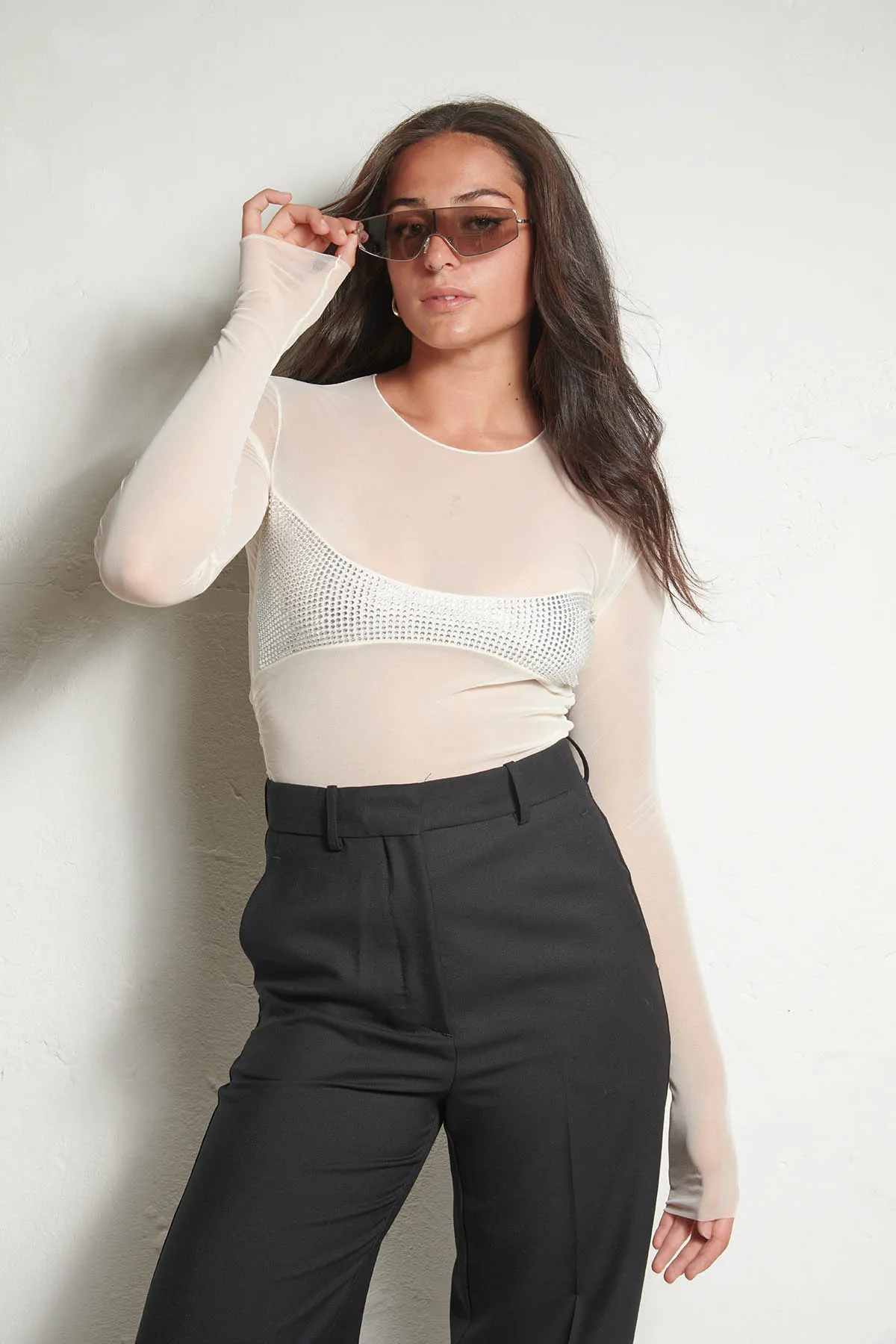 ANIYE BY T-Shirt NANCY in tulle con strass