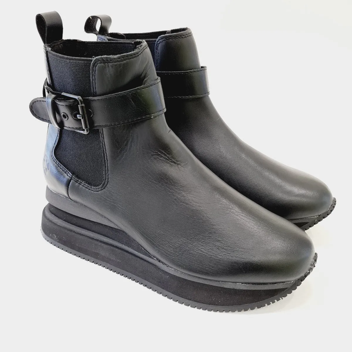 Apepazza sneakers fondo gomma + suola interna alta 2 cm. (6 cm totale) pelle BLACK  rif.626