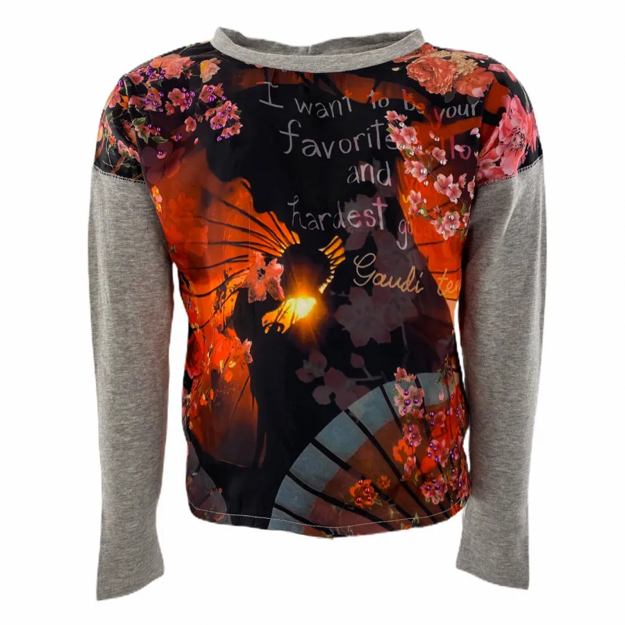 B47 maglia bimba girl GAUDI' grey/multicolor t-shirt