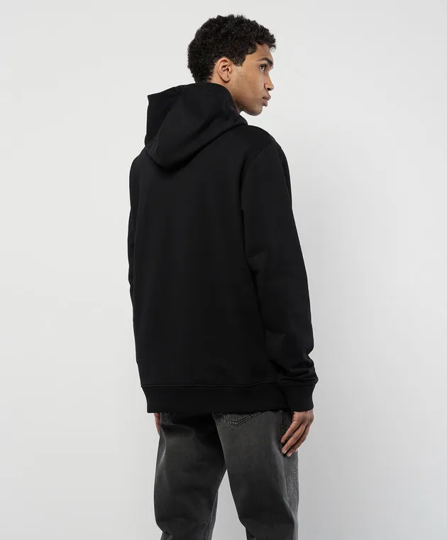 Balmain Felpa nera con cappuccio con ricamo logo DH1JT047BC78