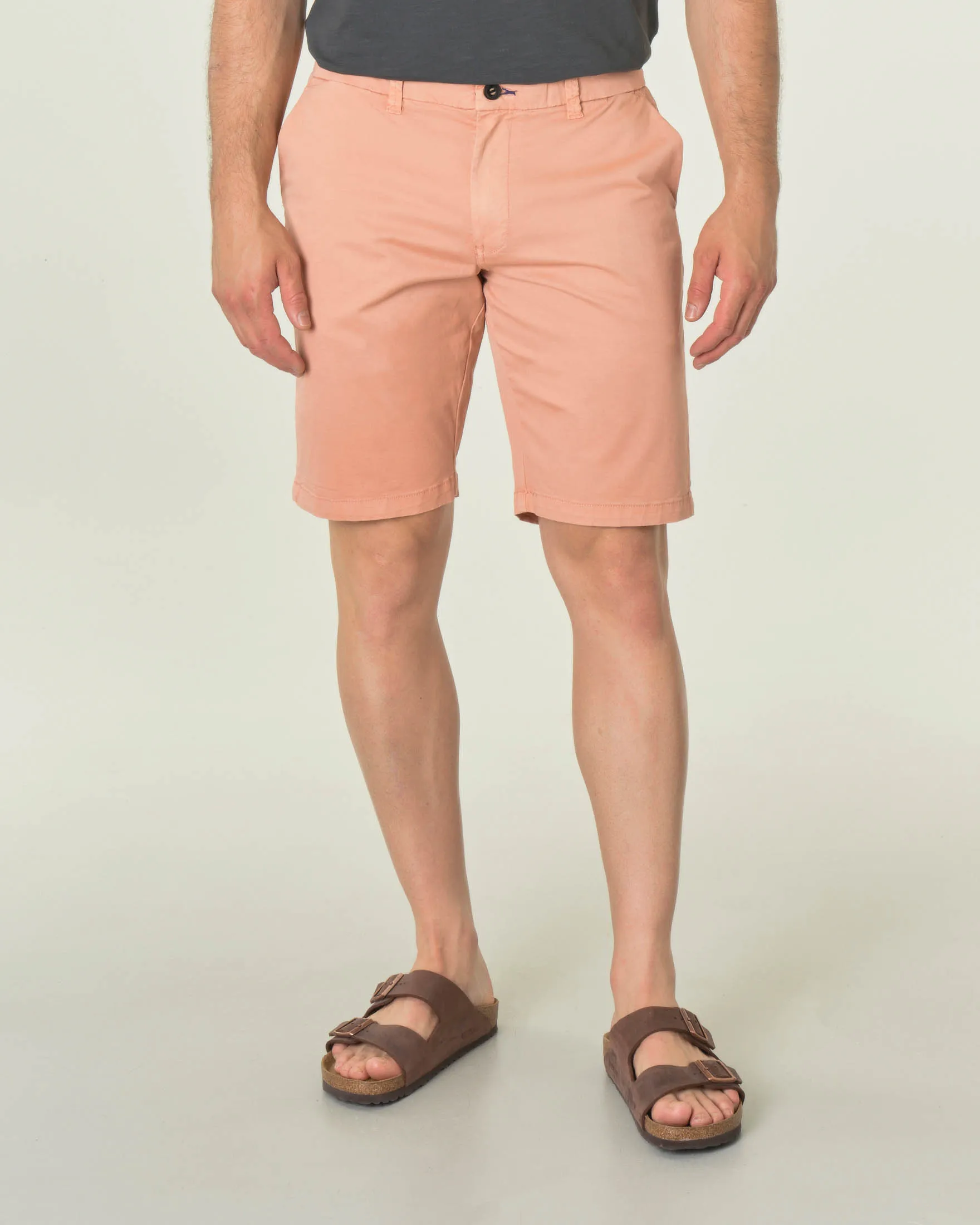 Bermuda chino rosa in gabardina di cotone stretch
