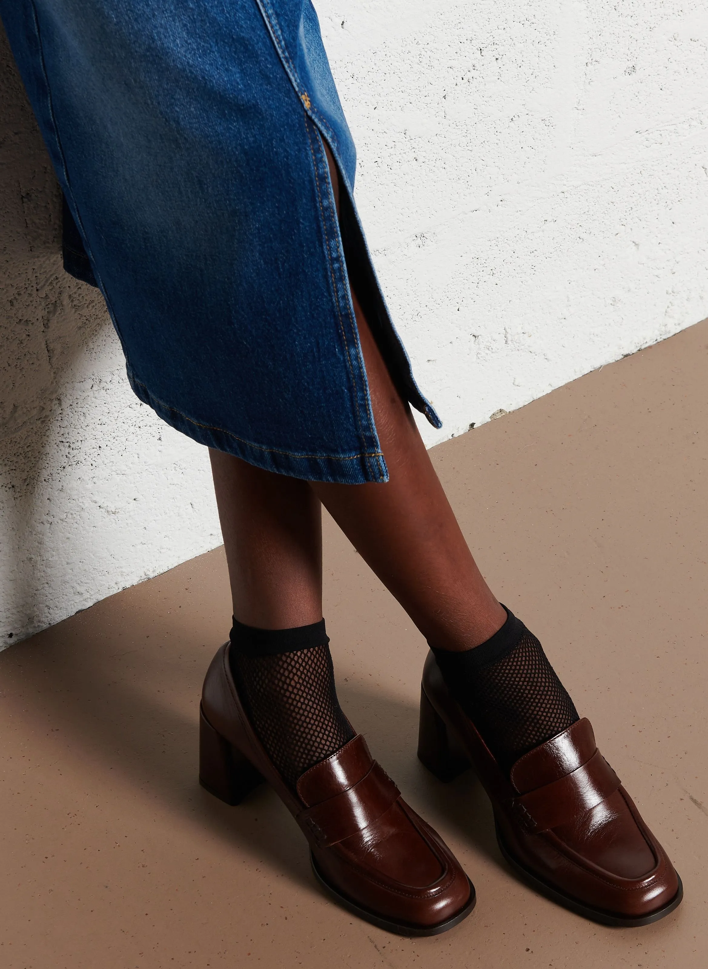  BILLI BI   Mocassini con tacco in pelle | Marrone