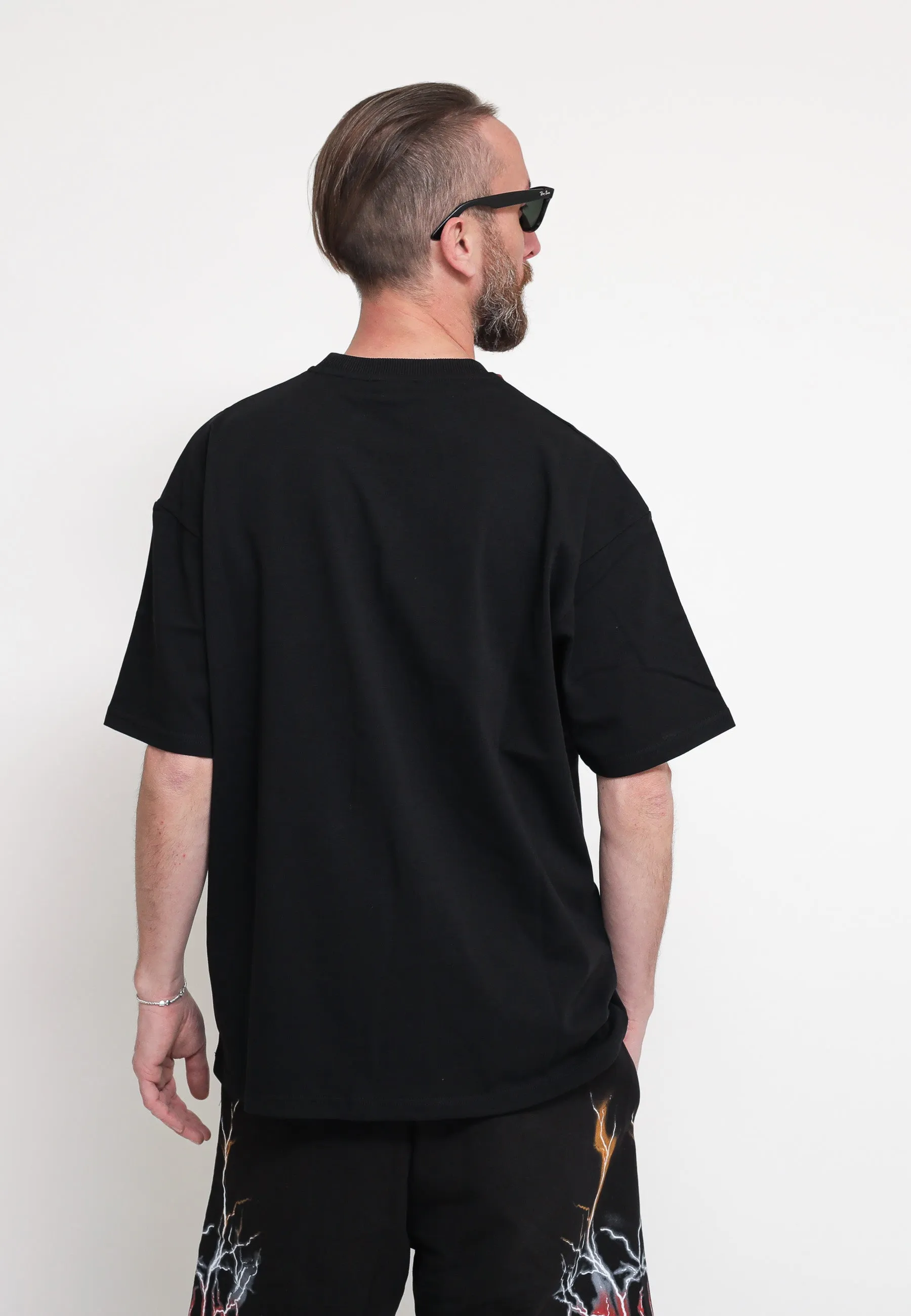 Black T-Shirt Whit Red Grey Orange Lightning