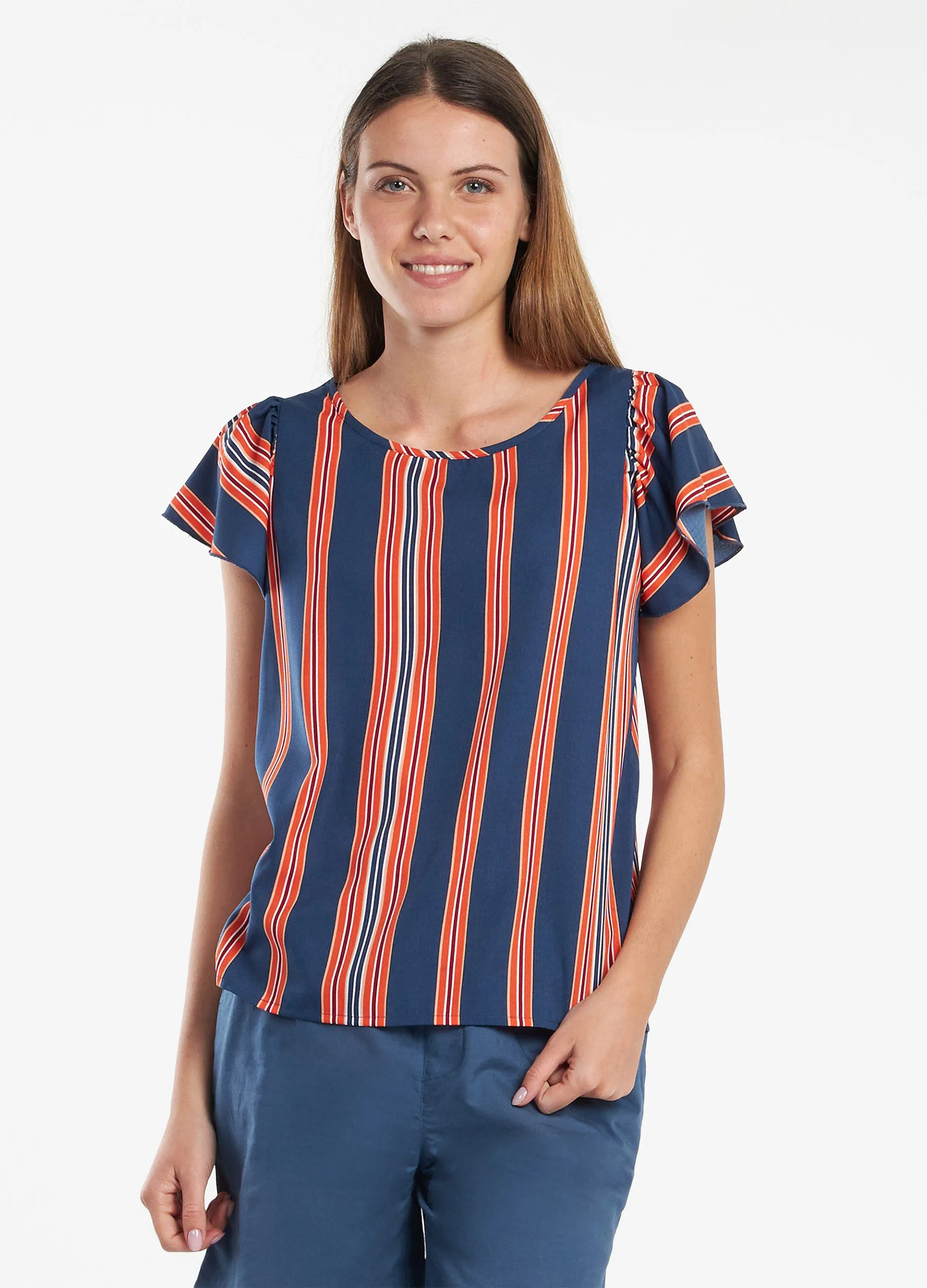 Blusa con manica arricciata donna