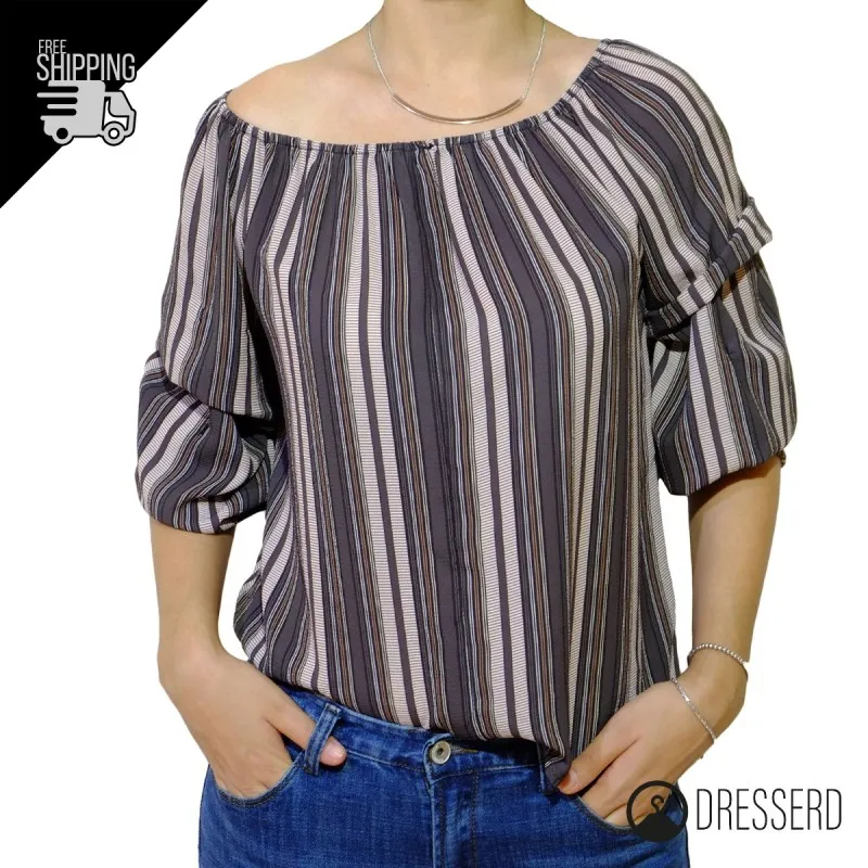 Blusa donna con manica arricciata