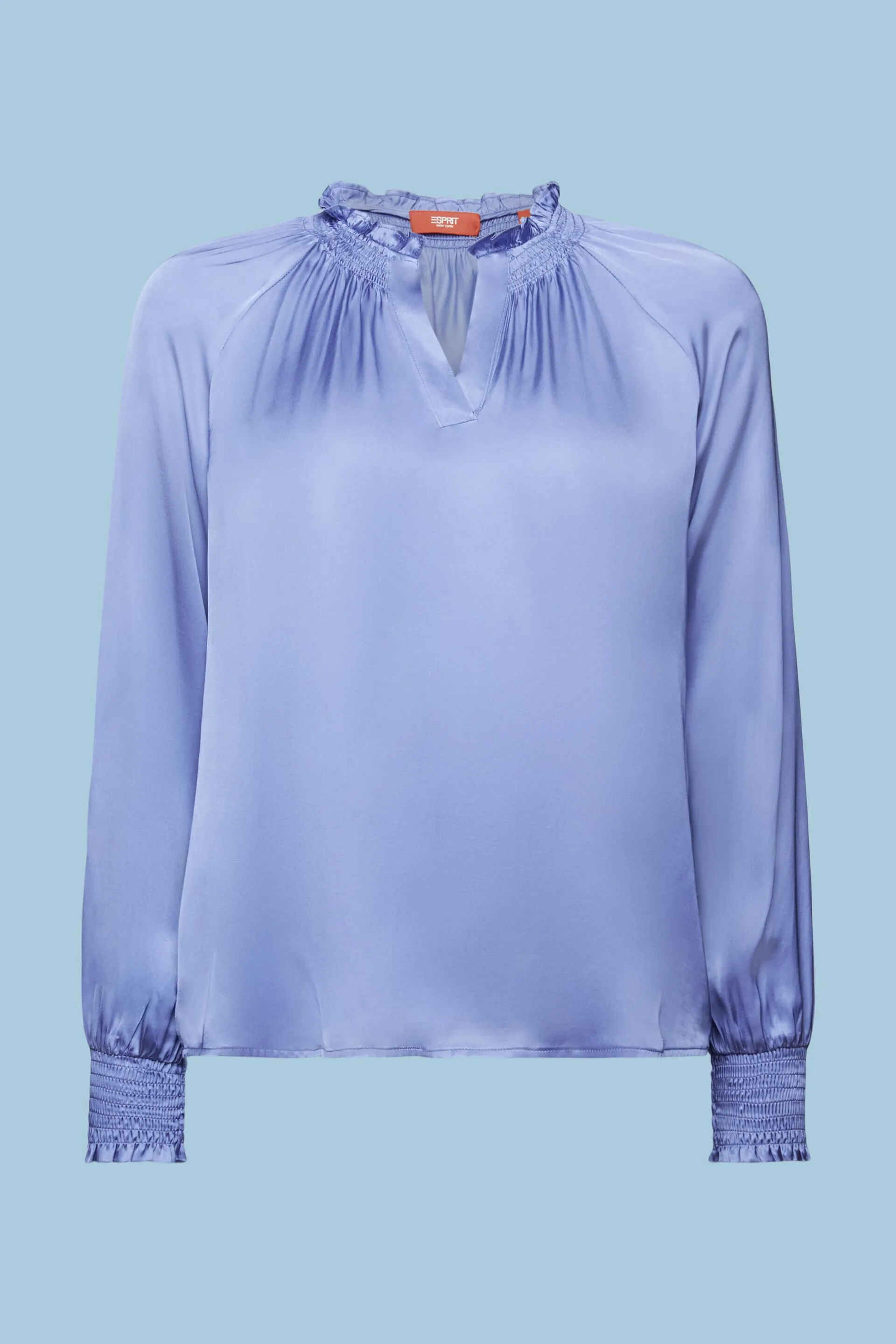 Blusa in raso arricciata con scollo a V