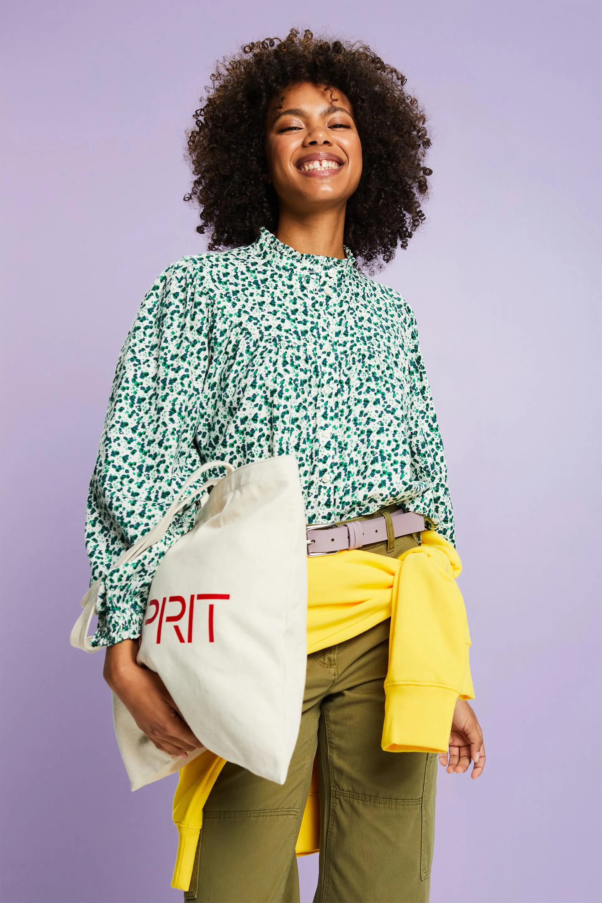 Blusa stampata con ruches