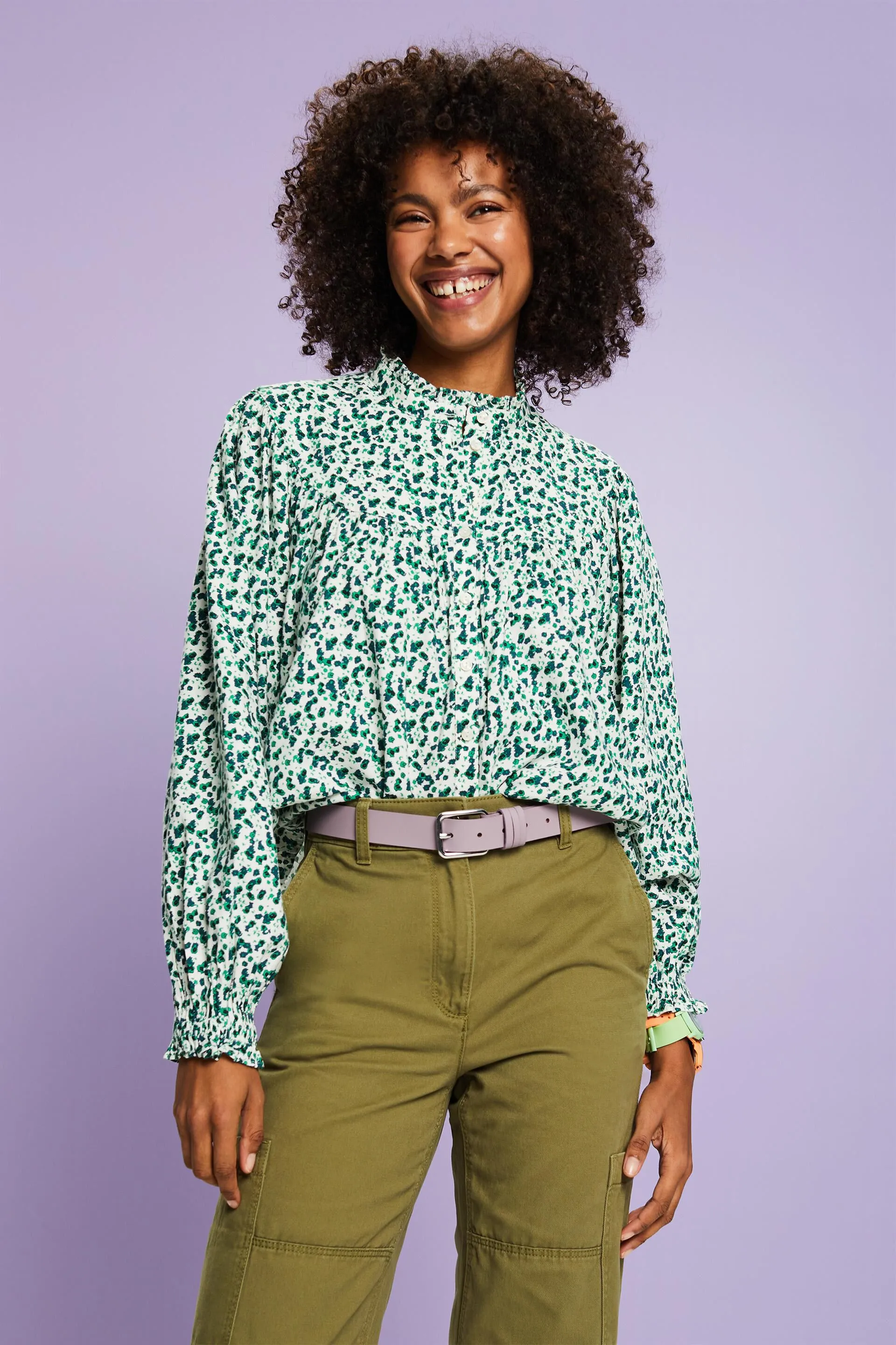 Blusa stampata con ruches
