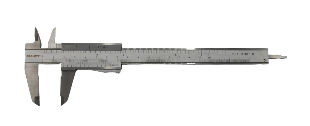BORLETTI CNR Calibro analogico ventesimale, campo di misurazione 150 mm con bloccaggio nonio inferiore a leva