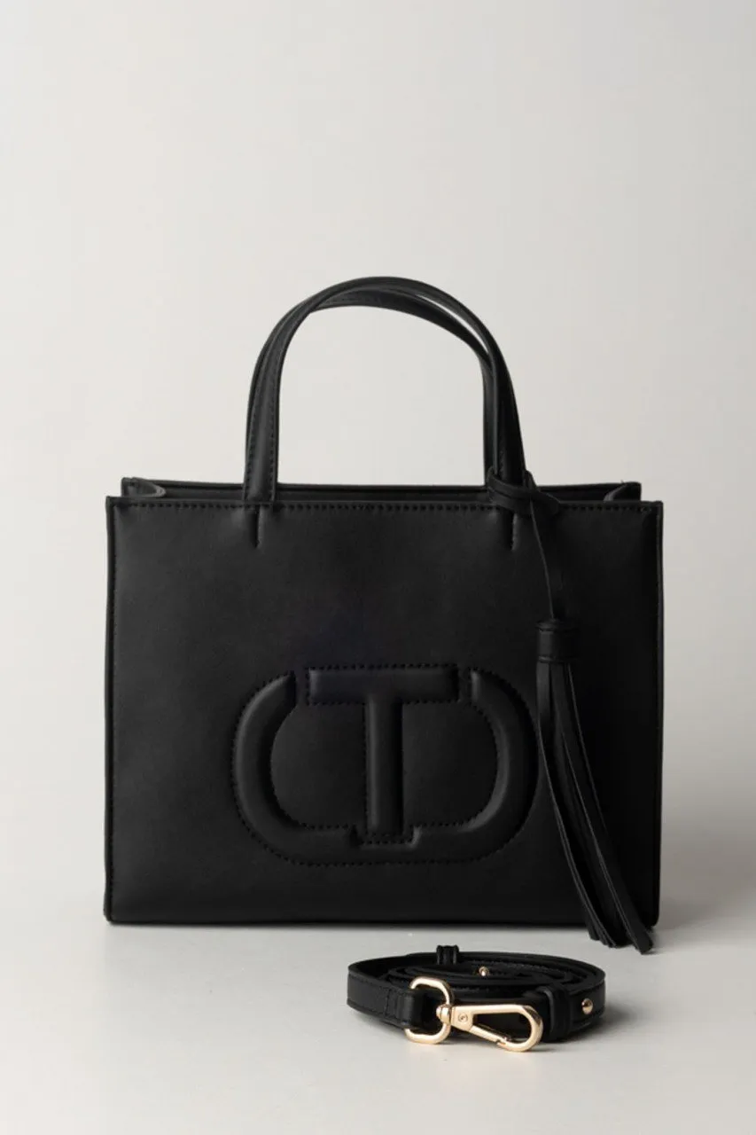 Borsa a tracolla con nappa Nero