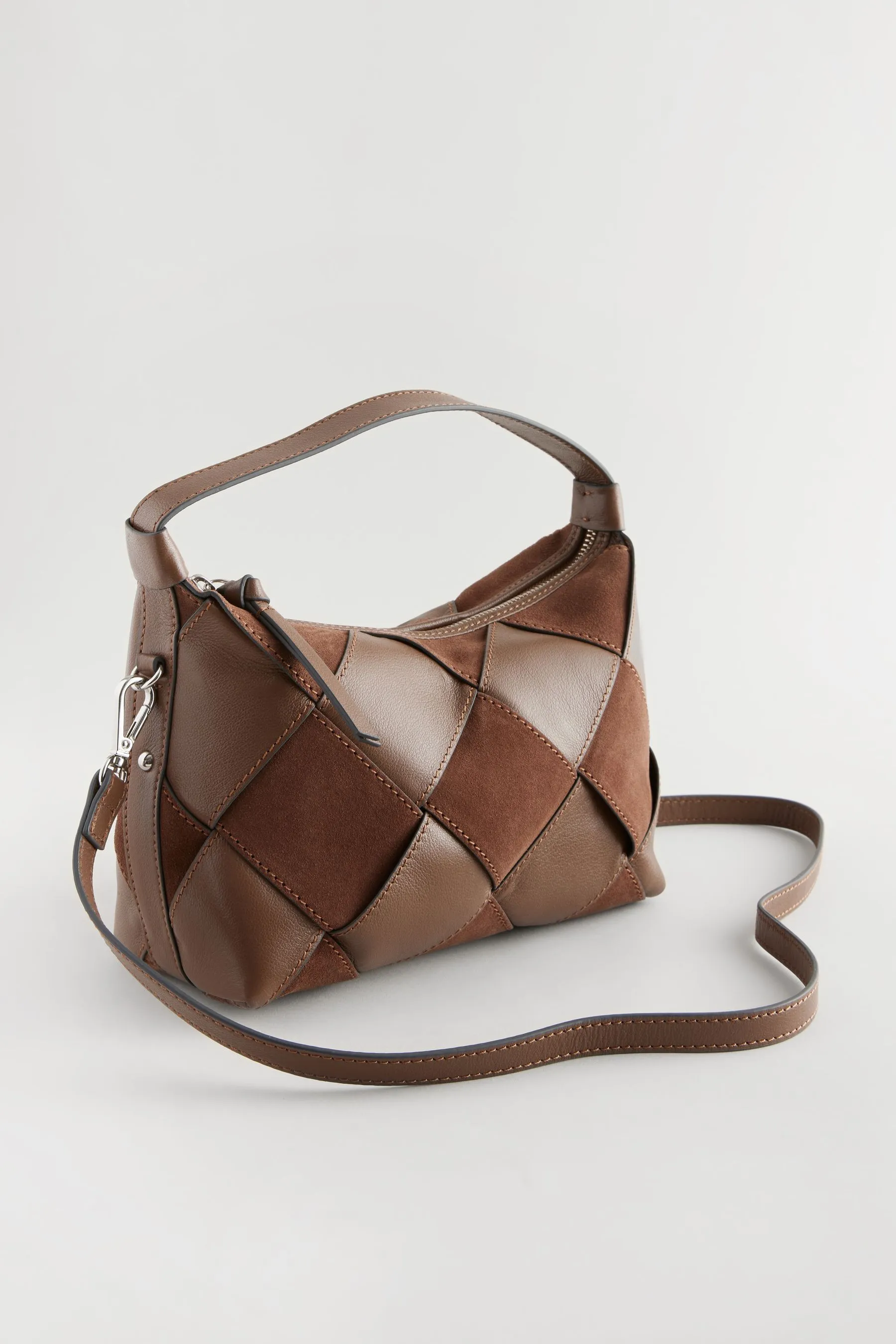 Borsa a tracolla in pelle intrecciata