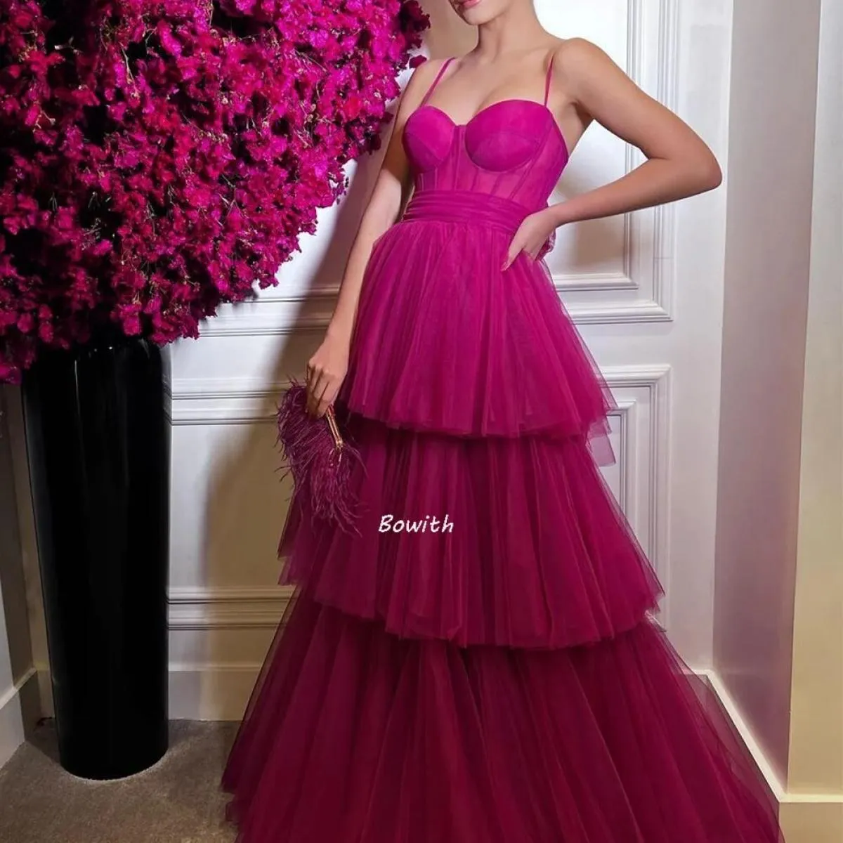 Bowith Abiti da cerimonia formale Abito da sera lungo ed elegante Festa con fiocco sul retro Abito da ballo di lusso 2023 Abiti
