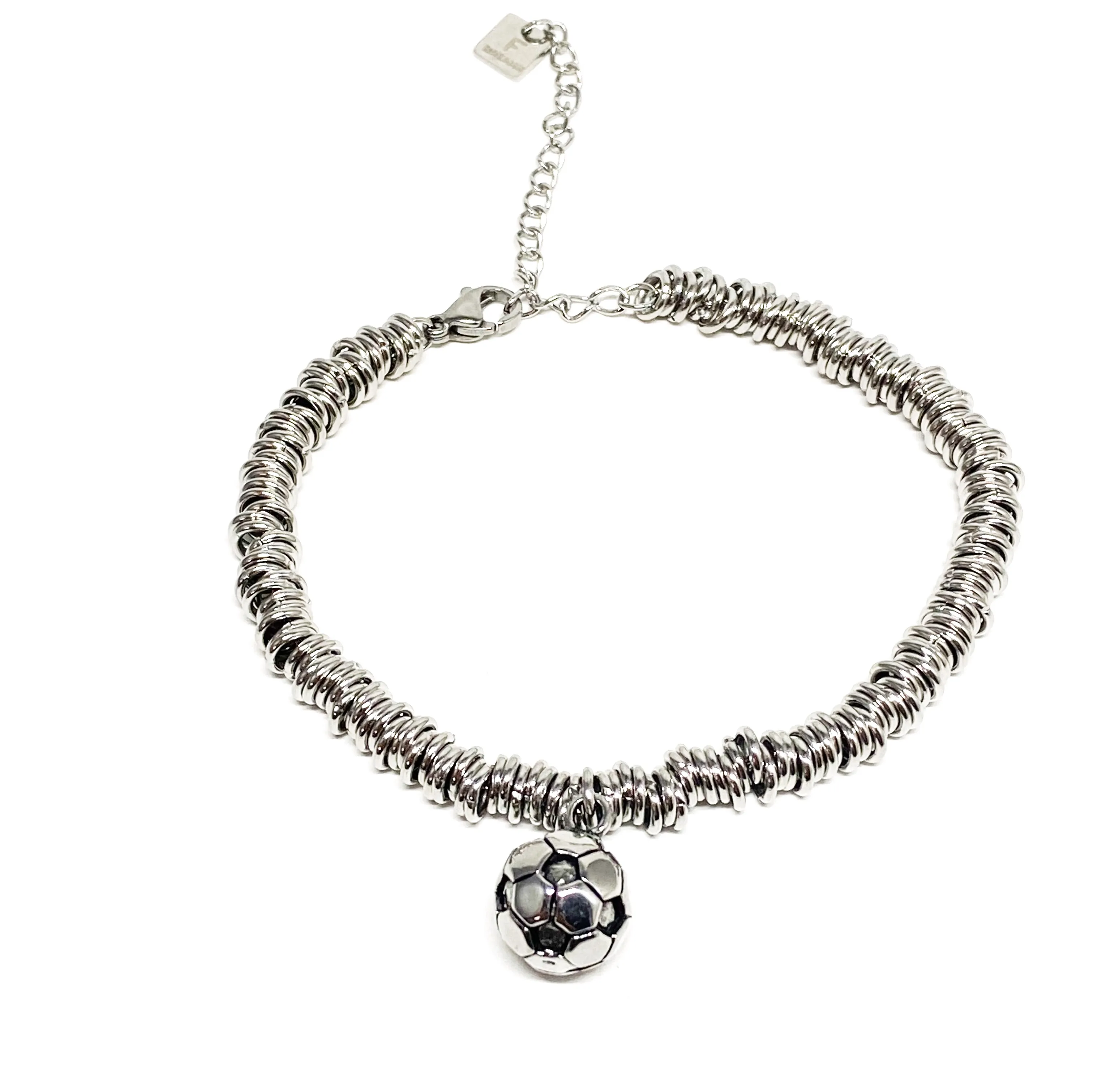 BRACCIALE CALCIO PERSONALIZZABILE ARGENTO
