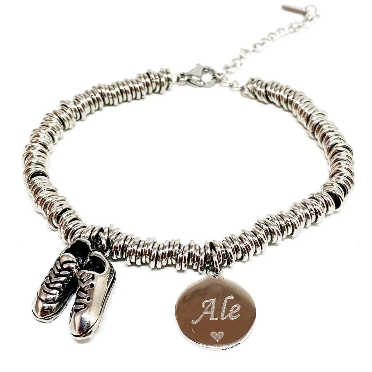 BRACCIALE CALCIO PERSONALIZZABILE ARGENTO