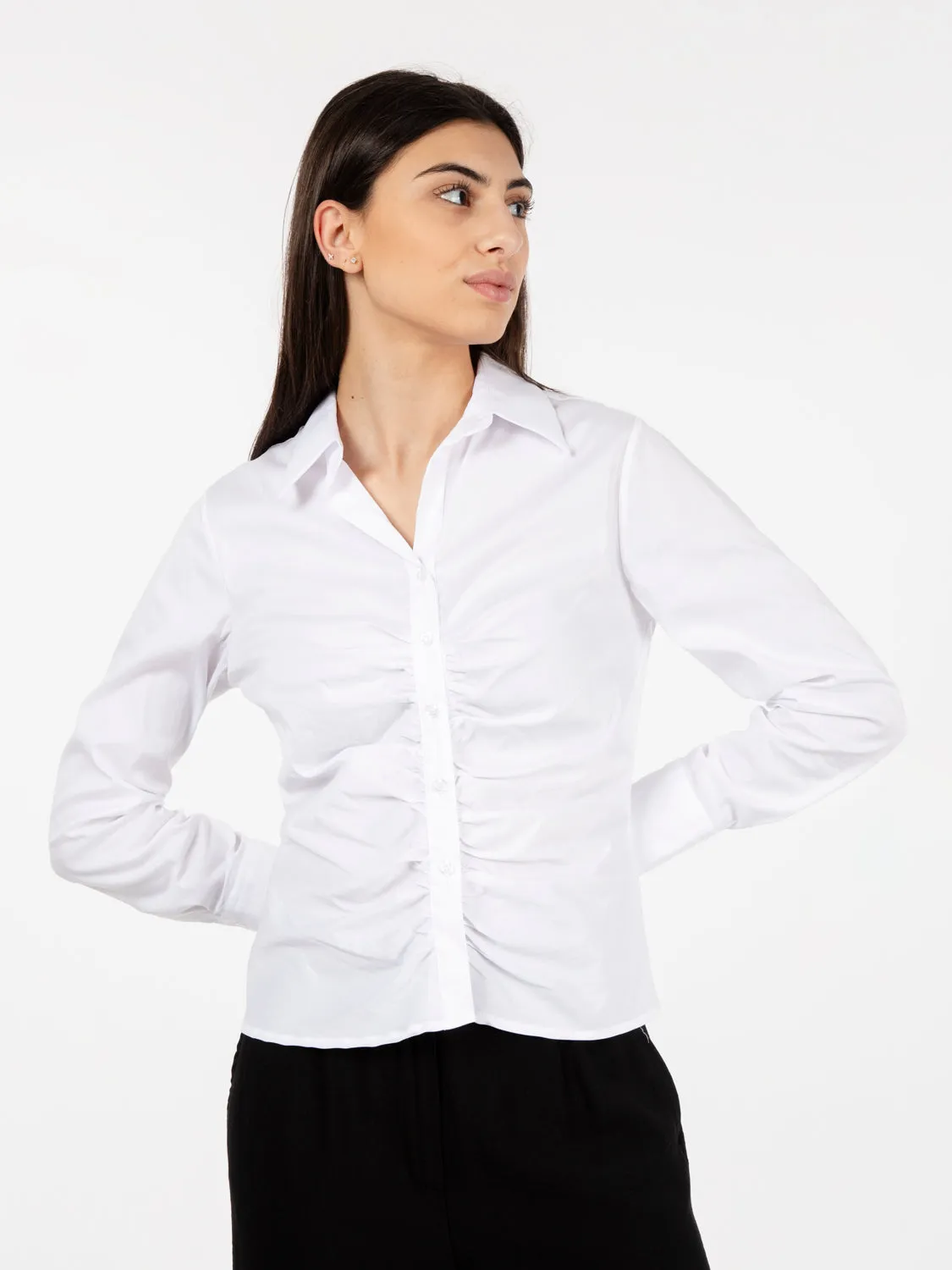 Camicia arricciata bianca