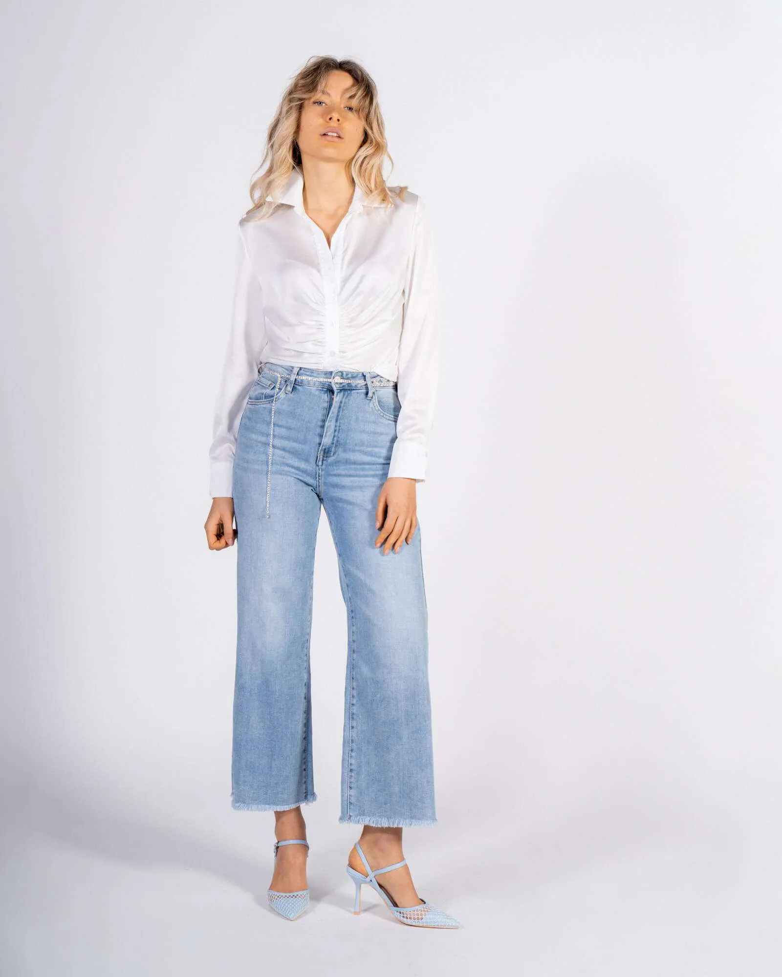 Camicia arricciata sul davanti - Bianco