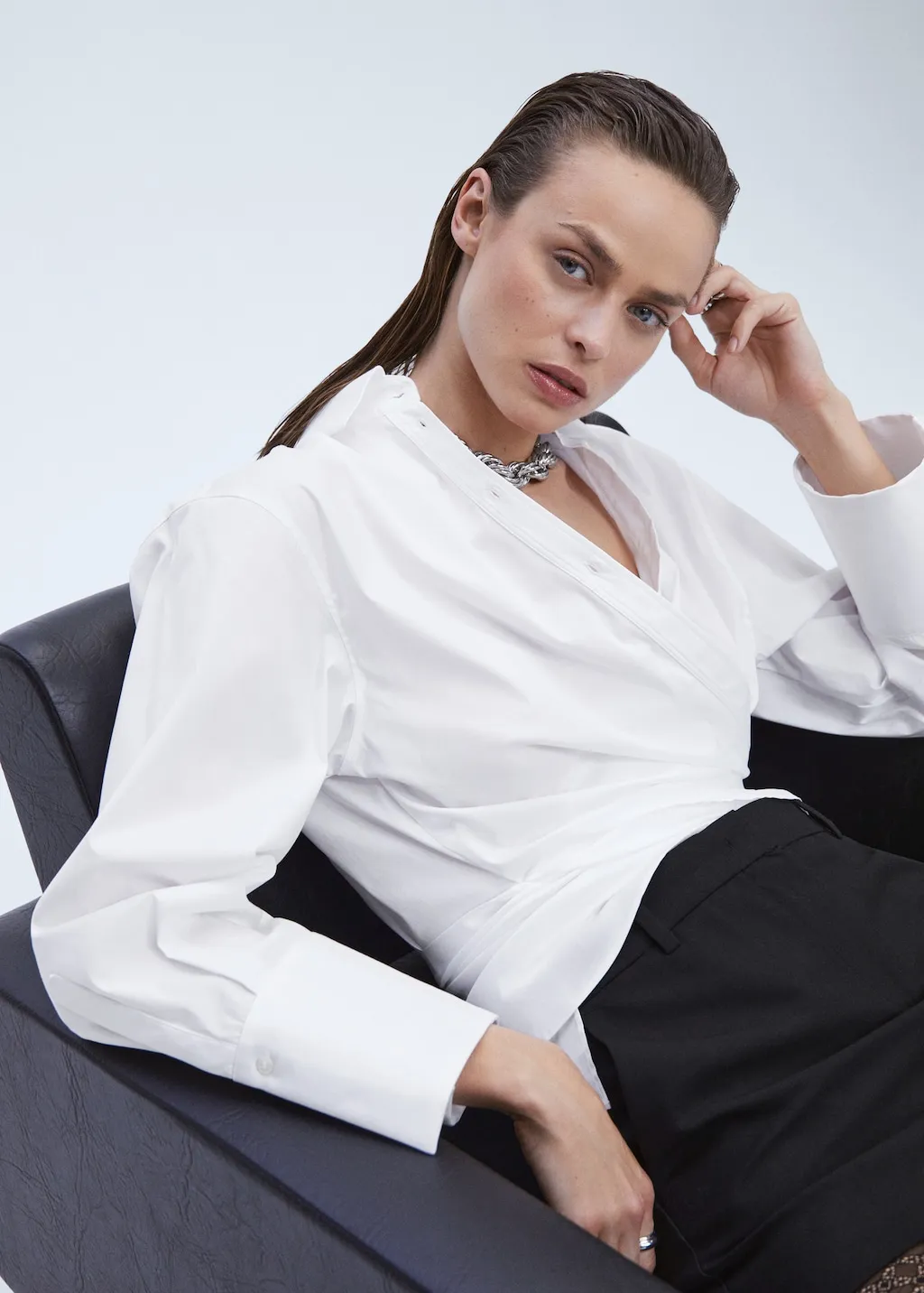 Camicia cotone incrociata
