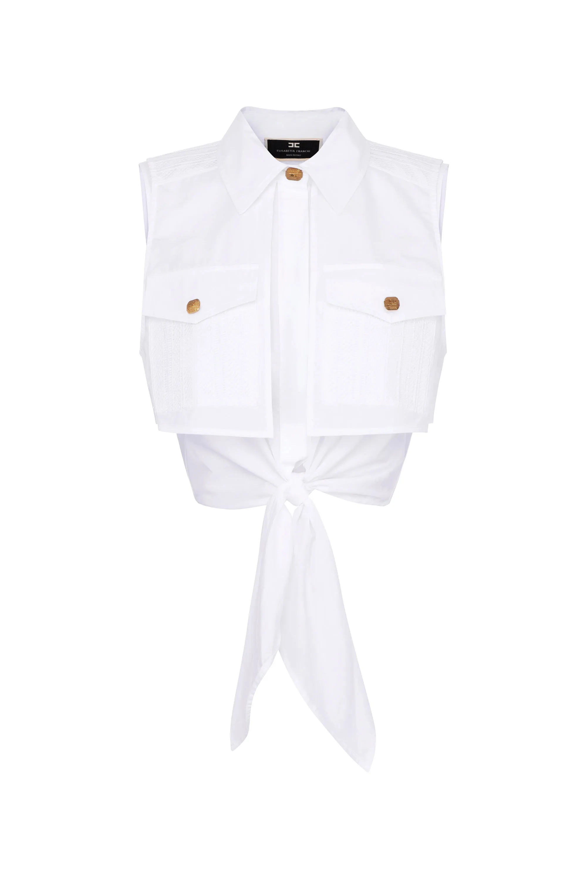 Camicia cropped con motivo di pizzo