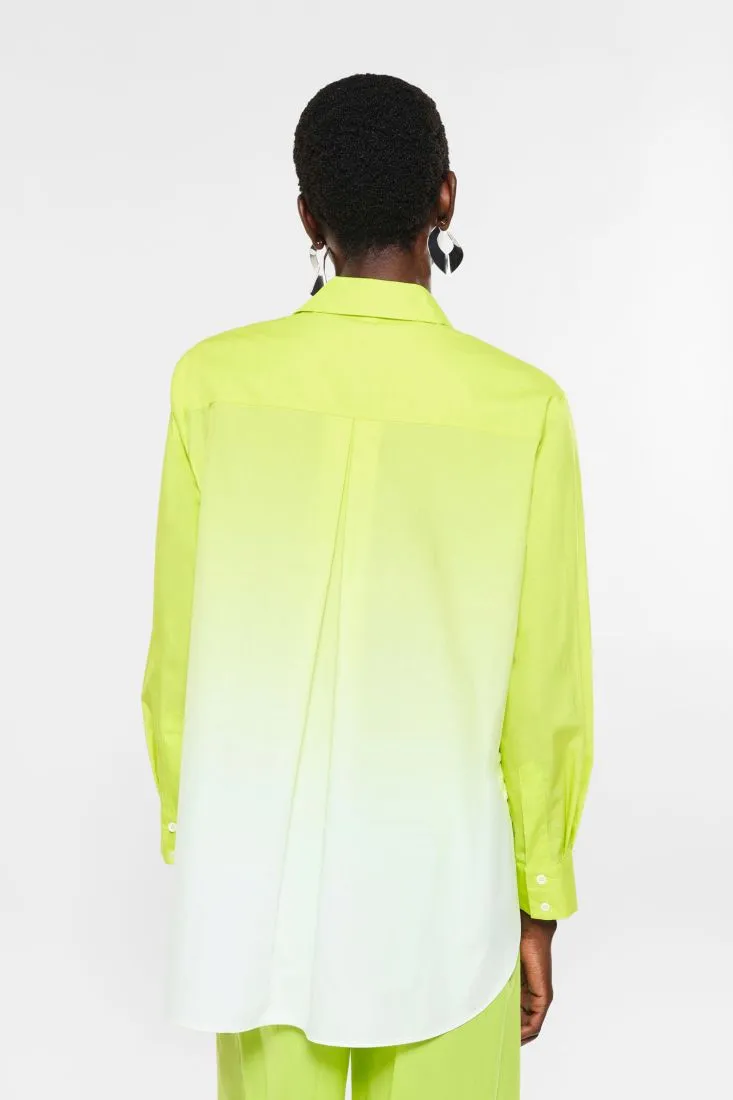 Camicia effetto dégradé in puro cotone con orlo asimmetrico