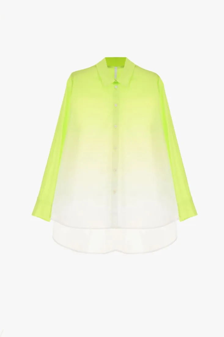 Camicia effetto dégradé in puro cotone con orlo asimmetrico