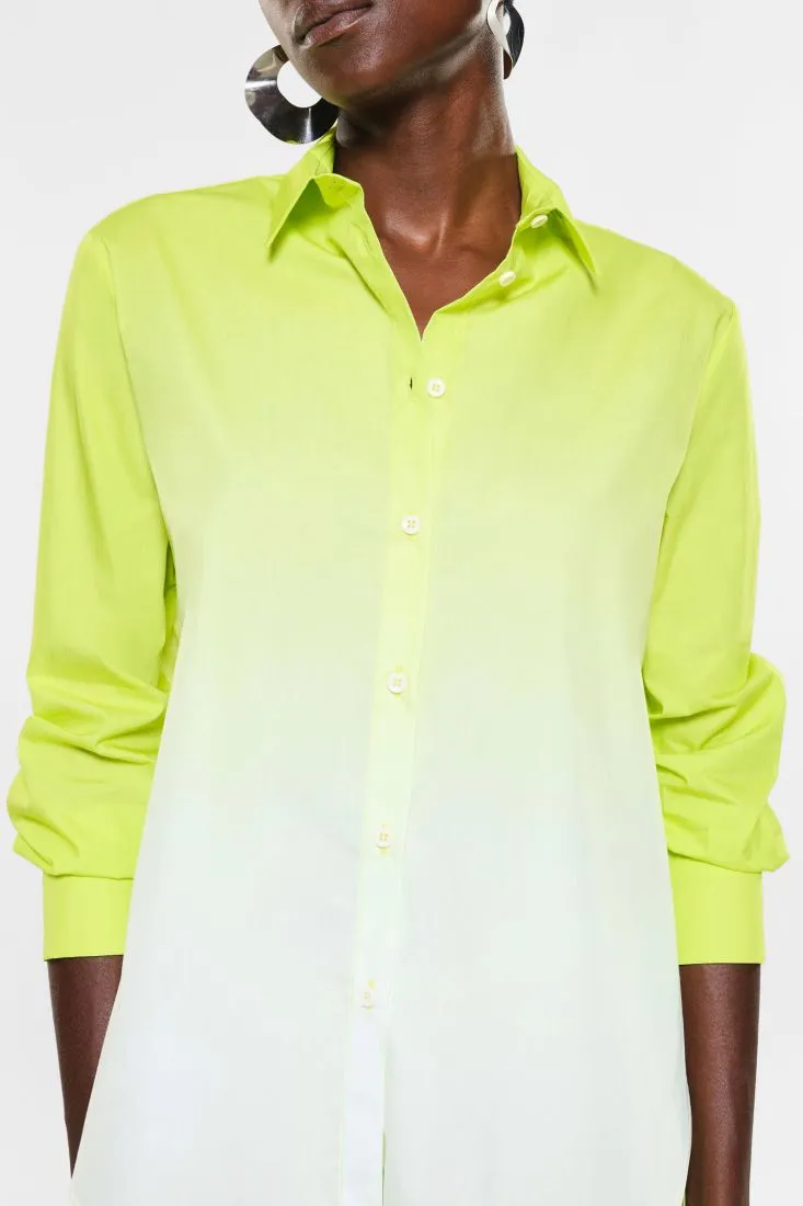 Camicia effetto dégradé in puro cotone con orlo asimmetrico
