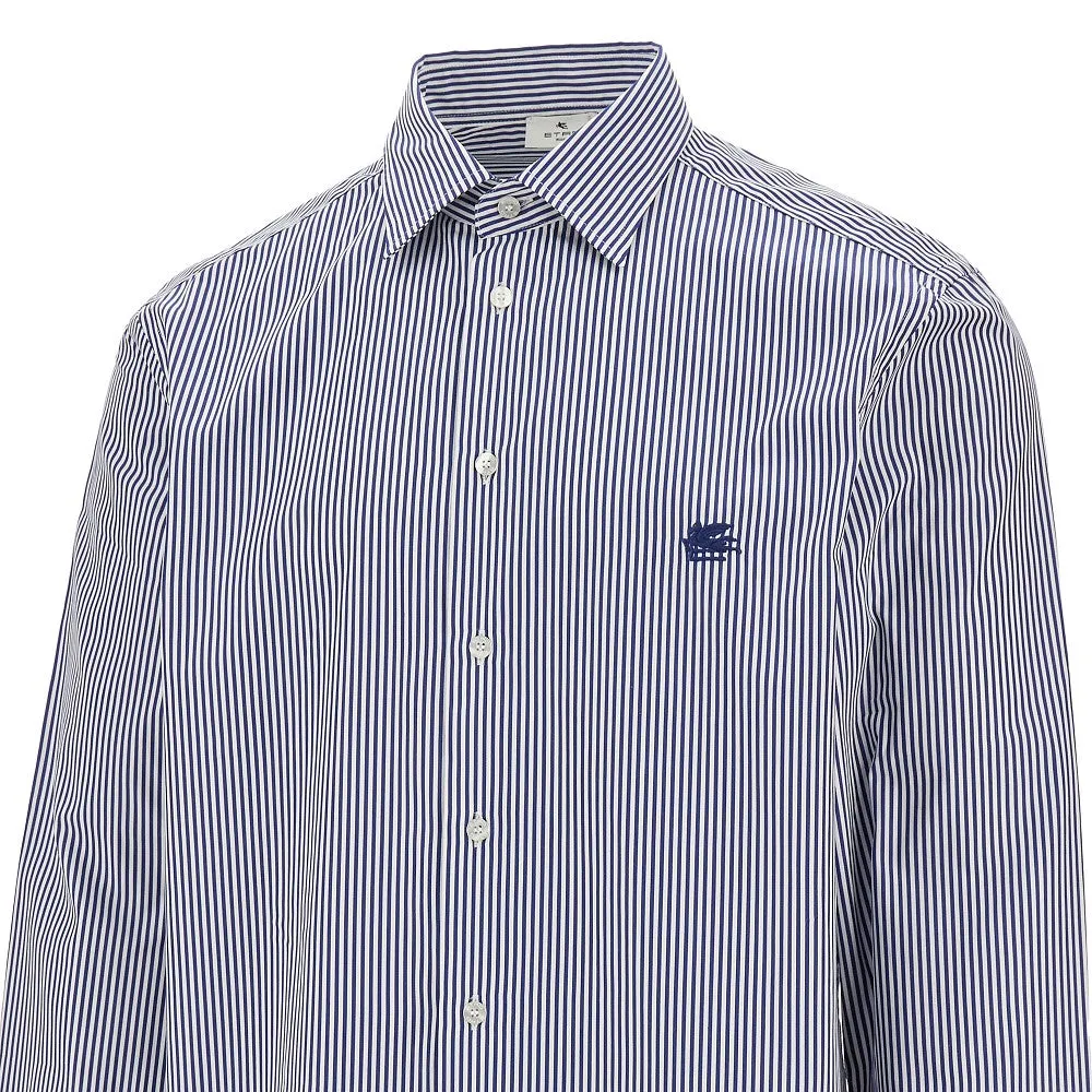 Camicia in popeline a righe con logo Pegaso