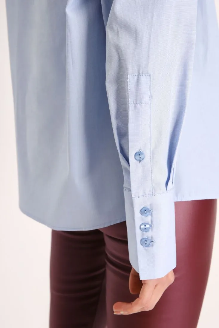 Camicia monocolour in puro cotone con fusciacca
